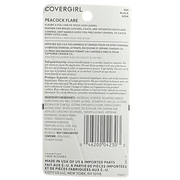 (Lot of 3) COVERGIRL Peacock Flare Mascara, 805 Black Noir .34 FL OZ - Picture 2 of 2